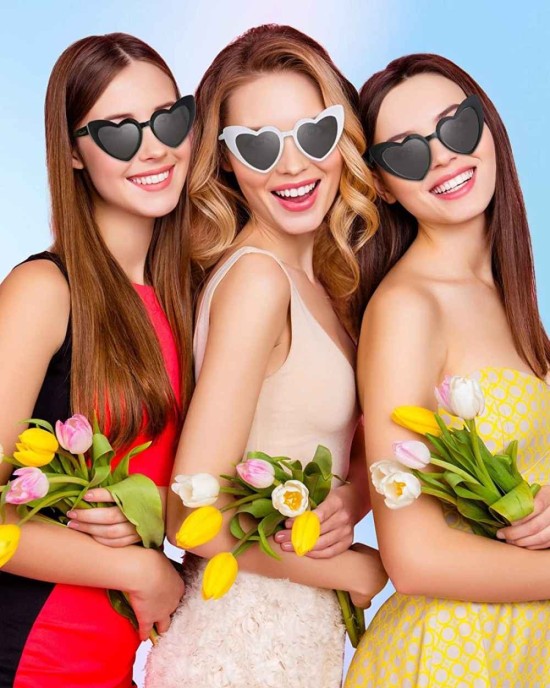 9 Pairs Heart Shaped Sunglasses Vintage Heart Sunglasses Women Retro Eyeglasses for Shopping Traveling Party Accessories