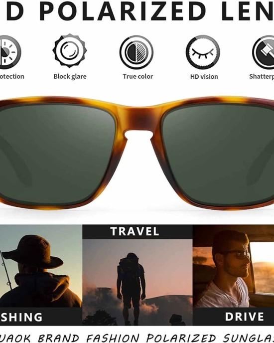 Polarized Square Sunglasses For Men and Women Matte Finish Sun Glasses UV Protection Glasses