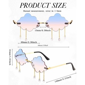 6 Pairs Rimless Cute Sunglasses Tassel Cloud Glasses Funky 90s Sunglasses Cool Disco Sunglasses Eyewear for Women Men