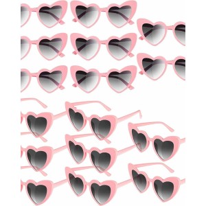 16 Pairs Heart Shaped Sunglasses Retro Cat Eye Shaped Sunglasses Heart Clout Glasses for Women Girl