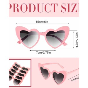 16 Pairs Heart Shaped Sunglasses Retro Cat Eye Shaped Sunglasses Heart Clout Glasses for Women Girl