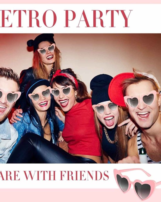 16 Pairs Heart Shaped Sunglasses Retro Cat Eye Shaped Sunglasses Heart Clout Glasses for Women Girl