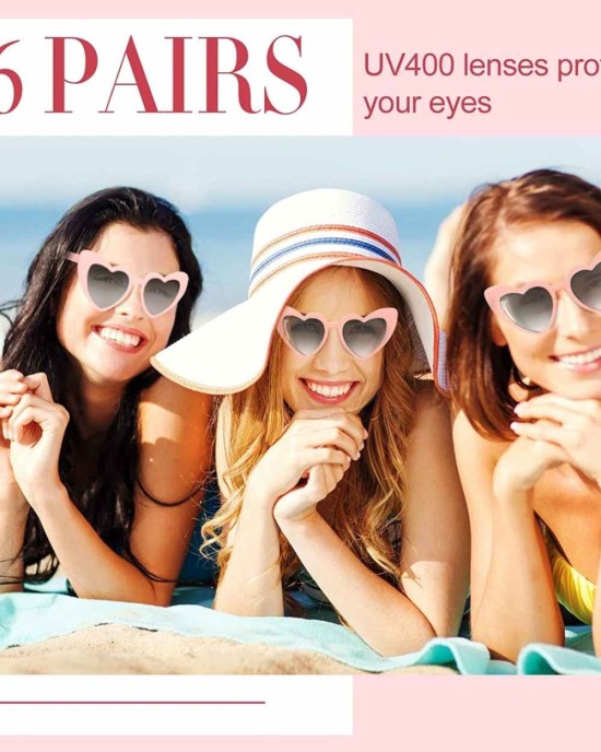 16 Pairs Heart Shaped Sunglasses Retro Cat Eye Shaped Sunglasses Heart Clout Glasses for Women Girl
