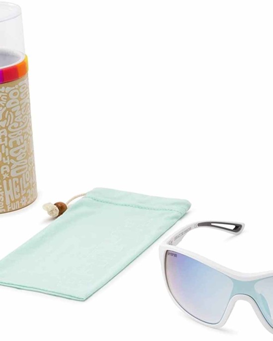 Foster Grant Sun Luv Embrace The Unknown Shield Sunglasses, Matte White, 55mm (10260197.COM)