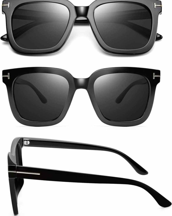 Polarized Sunglasses for Women, Classic Retro Square Oversized Sun Glasses UV400 Protection