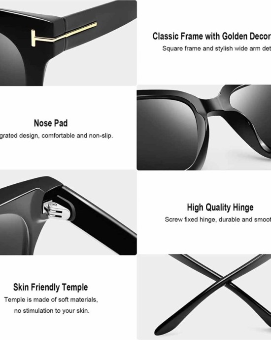 Polarized Sunglasses for Women, Classic Retro Square Oversized Sun Glasses UV400 Protection