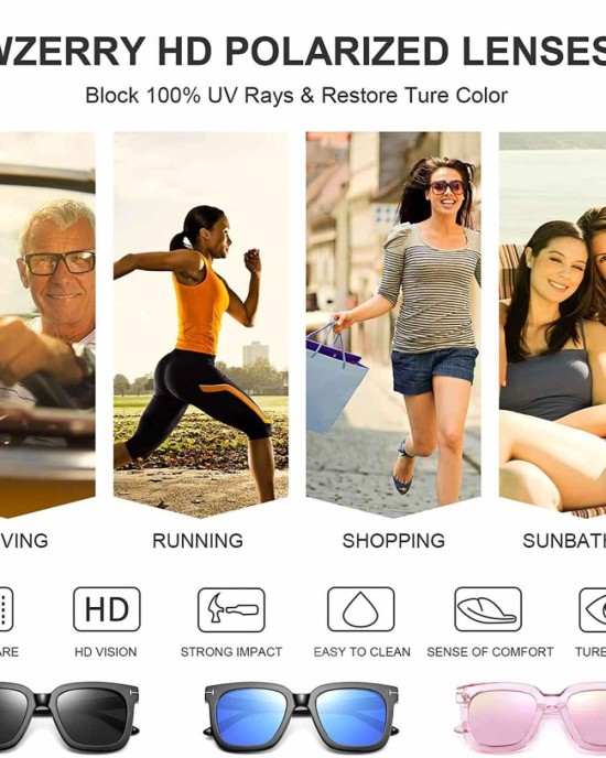 Polarized Sunglasses for Women, Classic Retro Square Oversized Sun Glasses UV400 Protection