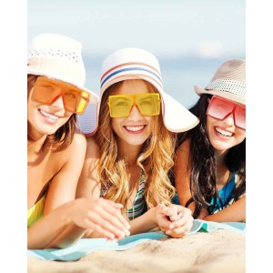 24 Pieces Square Oversized Sunglasses Rectangle Big Glasses Flat Top Shades Glasses for Women Men