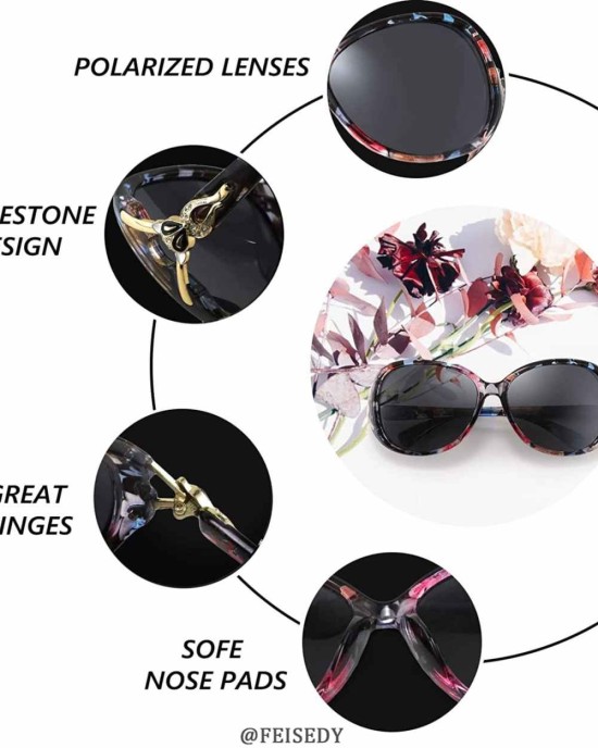 FEISEDY Women Oversized Polarized Sunglasses Ladies Large Shades Classic Fox Sunglasses B2730