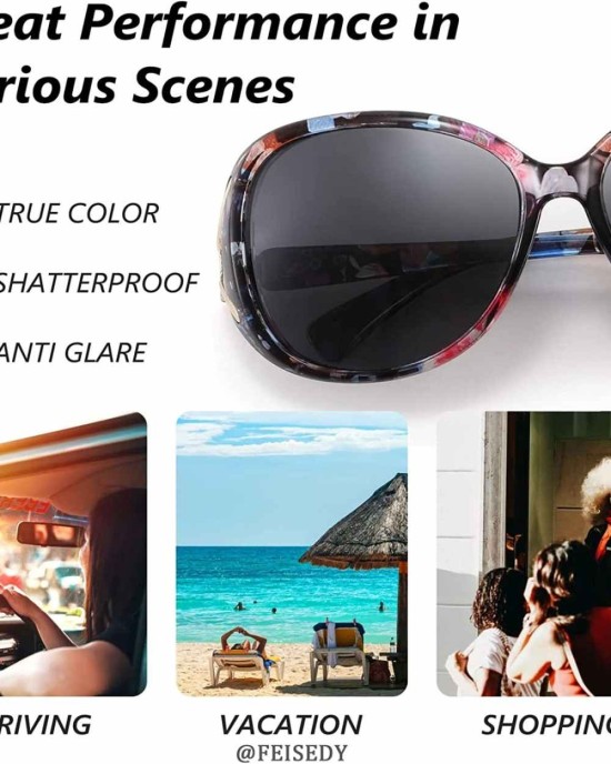 FEISEDY Women Oversized Polarized Sunglasses Ladies Large Shades Classic Fox Sunglasses B2730