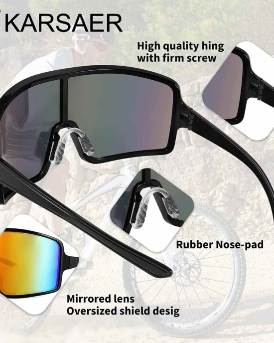 Karsaer Vision Sports Cycling Sunglasses Outdoor Visor Shades Oversized 80s Rave Glasses Beach Volleyball