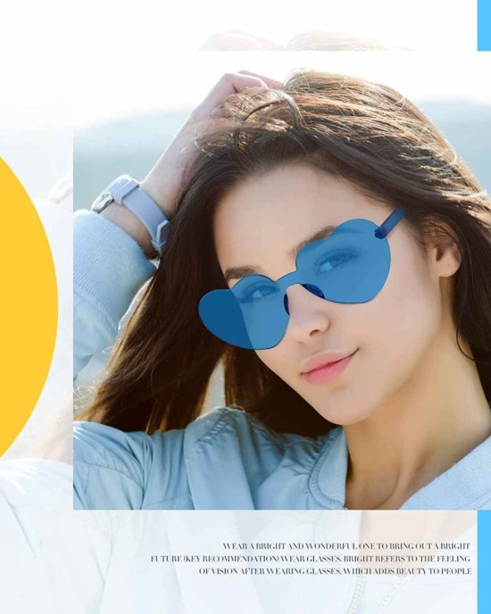 16 Pairs Heart Shape Rimless Valentines Sunglasses Transparent Love Fun Sunglasses Party Accessories for Women