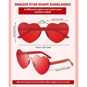 40 Pairs Heart Glasses Rimless Heart Shaped Glasses Frameless Sunglasses Transparent Candy Sunglasses Tinted Eyewear