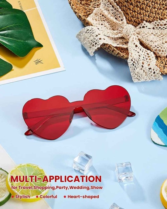 40 Pairs Heart Glasses Rimless Heart Shaped Glasses Frameless Sunglasses Transparent Candy Sunglasses Tinted Eyewear