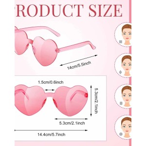 40 Pairs Heart Sunglasses Rimless Heart Shape Glasses Frameless Glasses Transparent Candy Color Glasses for Party Favors