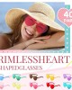 40 Pairs Heart Sunglasses Rimless Heart Shape Glasses Frameless Glasses Transparent Candy Color Glasses for Party Favors
