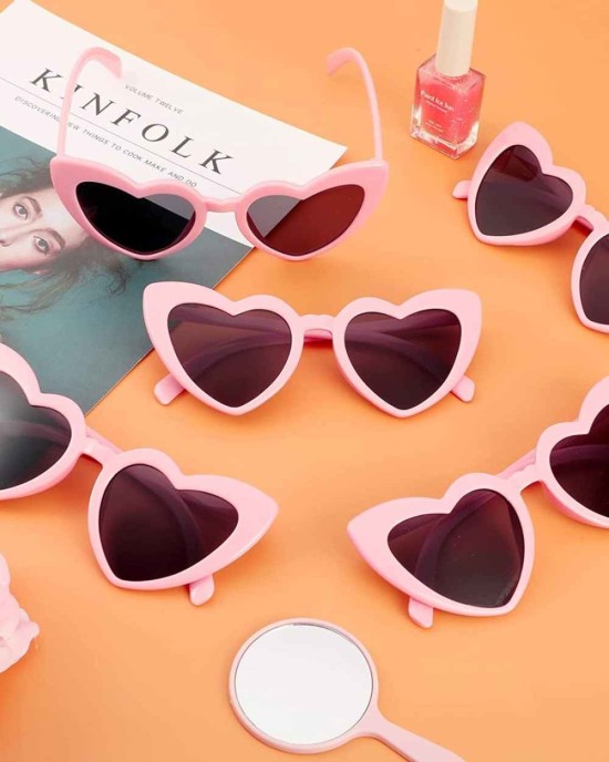 24 Pairs Retro Heart Shaped Sunglasses for Women Vintage Heart Sunglasses Heart Eye Sunglasses for Party