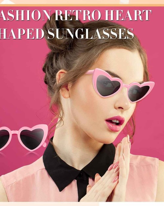 24 Pairs Retro Heart Shaped Sunglasses for Women Vintage Heart Sunglasses Heart Eye Sunglasses for Party