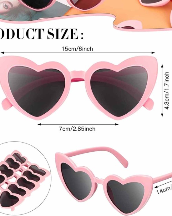 24 Pairs Retro Heart Shaped Sunglasses for Women Vintage Heart Sunglasses Heart Eye Sunglasses for Party