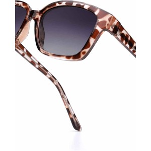 LVIOE Vintage Square Polarized Sunglasses for Women Men Classic Trendy UV400 Sunnies Acetate Frame LS8080