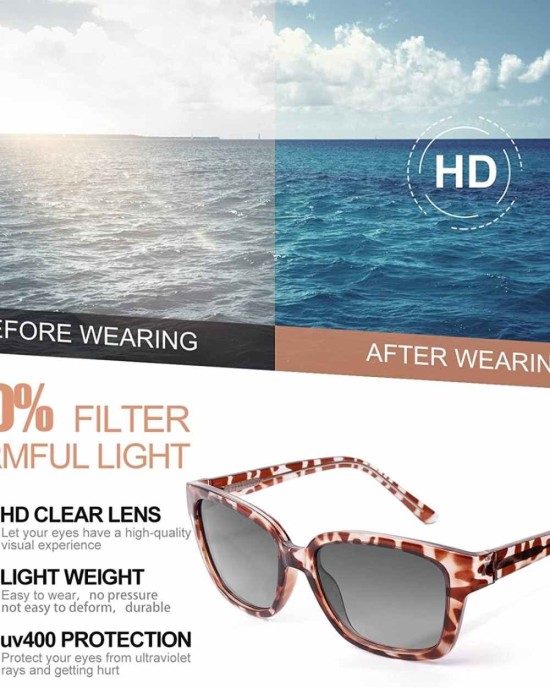 LVIOE Vintage Square Polarized Sunglasses for Women Men Classic Trendy UV400 Sunnies Acetate Frame LS8080