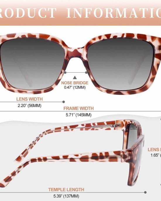 LVIOE Vintage Square Polarized Sunglasses for Women Men Classic Trendy UV400 Sunnies Acetate Frame LS8080
