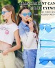 24 Pairs Heart Shape Rimless Valentines Sunglasses Transparent Love Fun Sunglasses Party Accessories for Women(Blue)