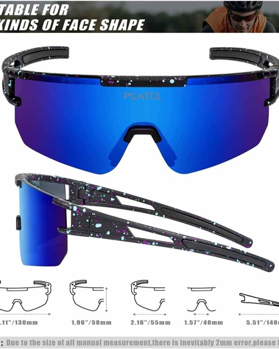 PSATCL Polarized Sunglasses for Men Women, UV400 Outdoor Sports Windproof Cycling Sunglasses for Baseball, Running, Golf